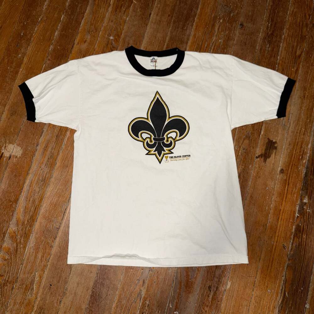 Vintage The Blood Center New Orleans Saints Theme Ringer T-Shirt